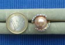 B26C Neuf Belle Bague Plaqué Or Createur Perle Strass Diamant Lot Bijou 