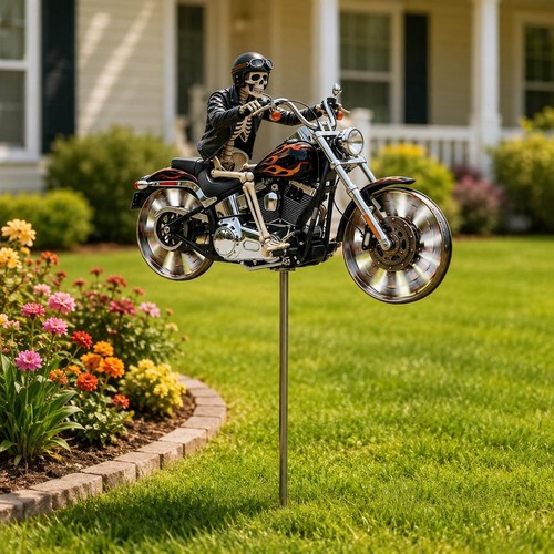 Décoration jardin moto - jardin, crâne
