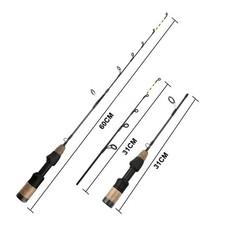 Canne à pêche sur glace télescopique compacte 60 cm en fibre de carbone avec