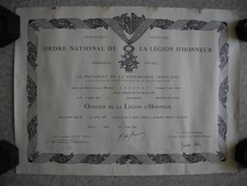 militaria diplôme Légion