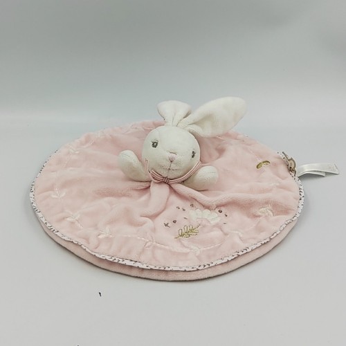 Doudou plat rond lapin - , blanc