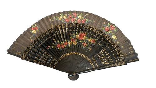 éventail 1900 bambou tissu - &,