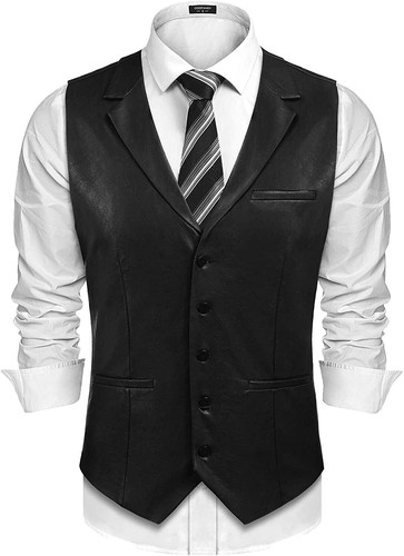 Gilet cuir agneau noir - gilet,