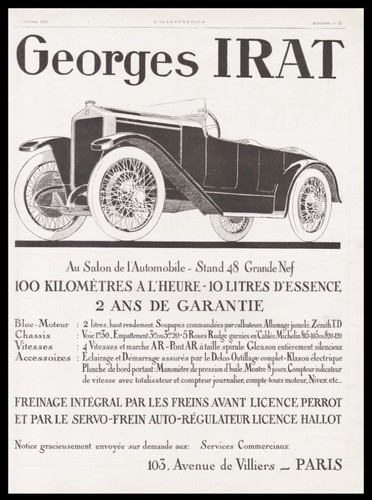 Publicité pub 1922 automobile - publicité,