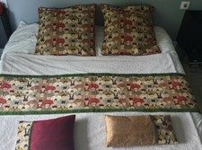 Ensemble linge lit taie oreiller écharpe de lit plaid coussin motif chinois soie