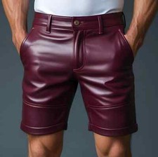 Nouveau short en cuir bordeaux