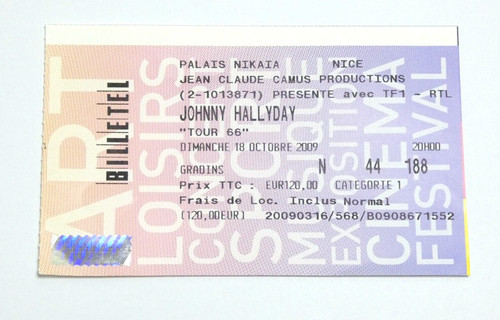 Johnny hallyday billet concert - johnny,