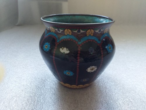 Petit pot cuivre émail - petit,