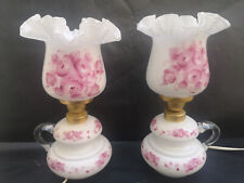Paire lampe de chevet chambre rose opaline Murano probablement  1960  hauteur 26