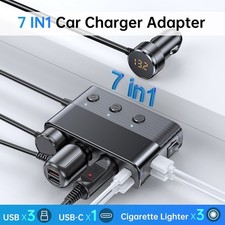 Chargeur Voiture 7 en 1 128W Répartiteur de Puissance avec Charge Rapide et USB