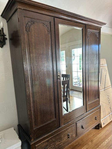Solid oak armoire antique - solid,