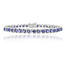 Argent Sterling Poli Tanzanite S Motif Barre Classique Tennis Bracelet