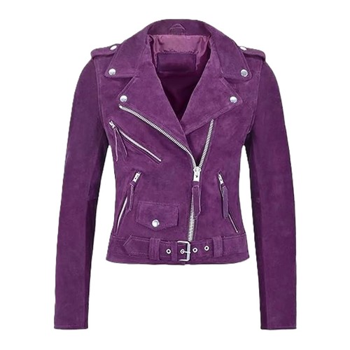 Blouson motard femme - , daim