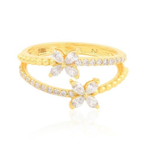 Bague fleur diamant naturel - fleur,
