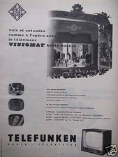 PUBLICITÉ TELEFUNKEN LE TÉLÉVISEUR VISIOMAT HAUTE FIDÉLITÉ