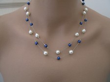 Collier perles Bleu roi