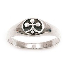 Chevalière T54 Croix Fleur de Lys Rhodié Argent Massif 925 Rhodié Dolly-Bijoux