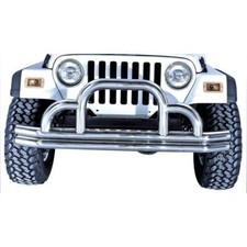 Defender Bumper, Front, Stainless Steel; 55-06 Jeep CJ/Wrangler YJ/TJ