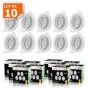 Lot de 10 Spot led encastrable complete orientable blanc avec ampoule gu10 230v 