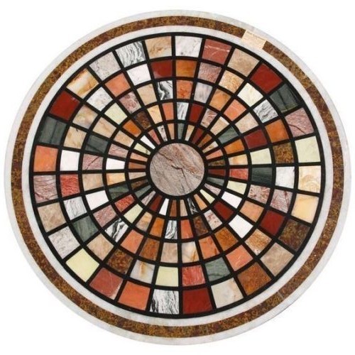 Table ronde marbre blanc - table,
