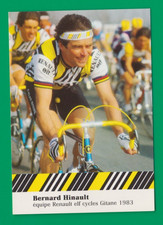 CYCLISME carte cycliste BERNARD HINAULT équipe RENAULT ELF CYCLES GITANE 1983