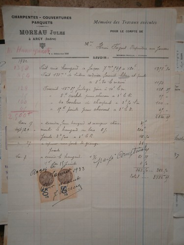 Ancienne facture argy indre - ,