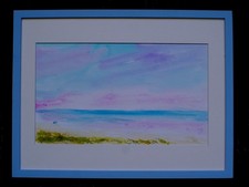 paysage aquarelle "ENTRE BLEU