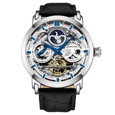 Stuhrling 3924 1 Anatol Automatique Squelette Double Heure Am/Pm Cuir Montre
