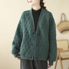 Femme Matelassé Veste Bouton