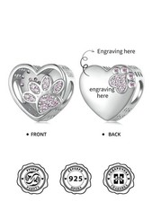 Bracelet femme mode argent 925 personnalisable imprimé patte mignon breloque fit