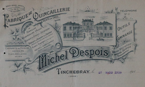 Facture tinchebray orne 1916 - orne,