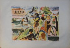 François DESNOYER : Bord de rivière - Lithographie originale signée