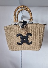 Sac cabas double C en paille