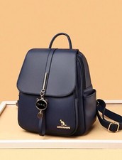 Sac A Dos A Rabat Bleu Marine Homme Femme En Simili Cuir