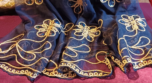 Tissu tulle bleu marine - tulle,