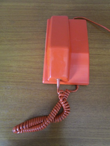 Téléphone orange cadran - téléphone,