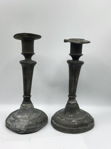 Paire bougeoirs anciens - #xq,
