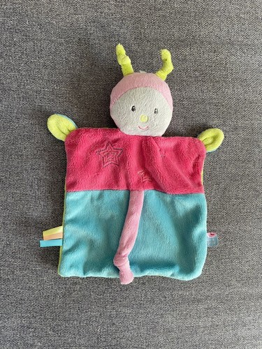 Doudou plat papillon rose - doudou, bleu