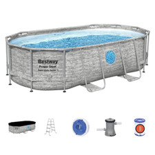 Bestway 56714 Piscine Avec Cadre Puissance Steel Swim Vue Hublot 427x250x100 CM