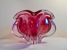 ANCIEN VIDE POCHE CENDRIER VERRE SOUFFLÉ ÉPAIS DESIGN MURANO 1970 FORME FLEUR