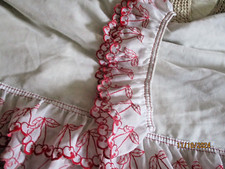 Paire de voilage vintage cerise baie vitrée porte fenêtre 178x95