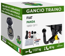 Attelage Démontable Verticale pour Fiat PANDA Hayon 4x2 GPL 03-11 13 câblage
