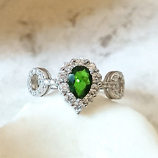 Bague pierre verte Chrome Diopside facettée 7 x 5 mm Argent 925 Taille 56