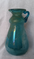 Vase anse verre - irisé, bleu