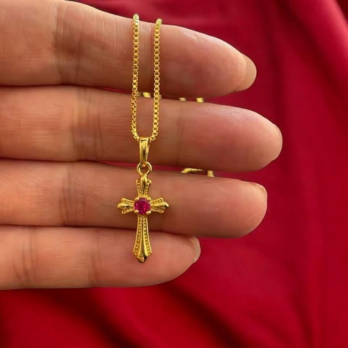 Pendentif croix dorée - pendentif, pierre