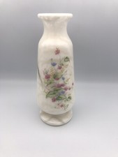 VASE Vintage En MARBRE Blanc Veiné Décor De Fleur Hauteur 21,5 Cm