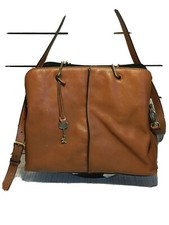 sac fossil cuir grainé fauve