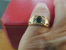 Bague or jaune 18 carats avec émeraude et diamants