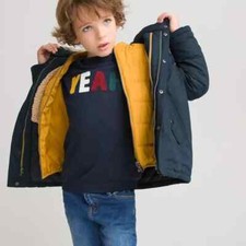Parka chaude à capuche enfant La Redoute effet 3 en 1 bleu jaune 6 ans neuve