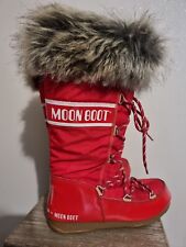 MOON BOOT VINTAGE ROUGE FAUSSE FOURRURE BOOTS NEIGE SKI NOEL 